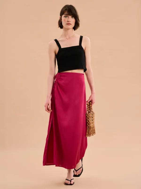 Madelyn Midi Skirt in Magenta sold by Omnes