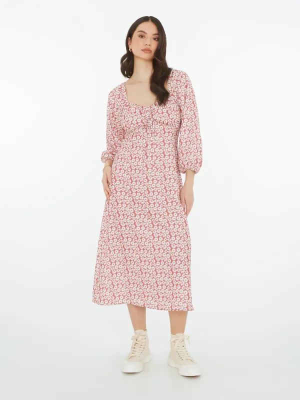 Kylie Midi Dress in Red Floral Print sold by Omnes