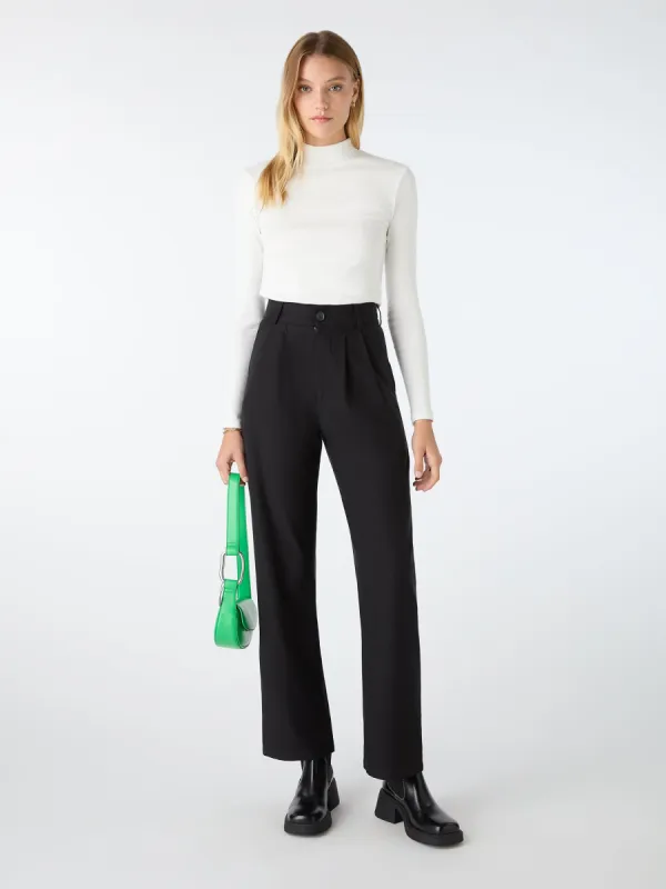 Cinnamon Relaxed Trousers in Black Cotton/Tencel sold by Omnes