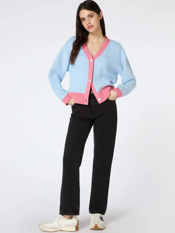 Kayla Knit Cardigan in Blue and Pink sold by Omnes