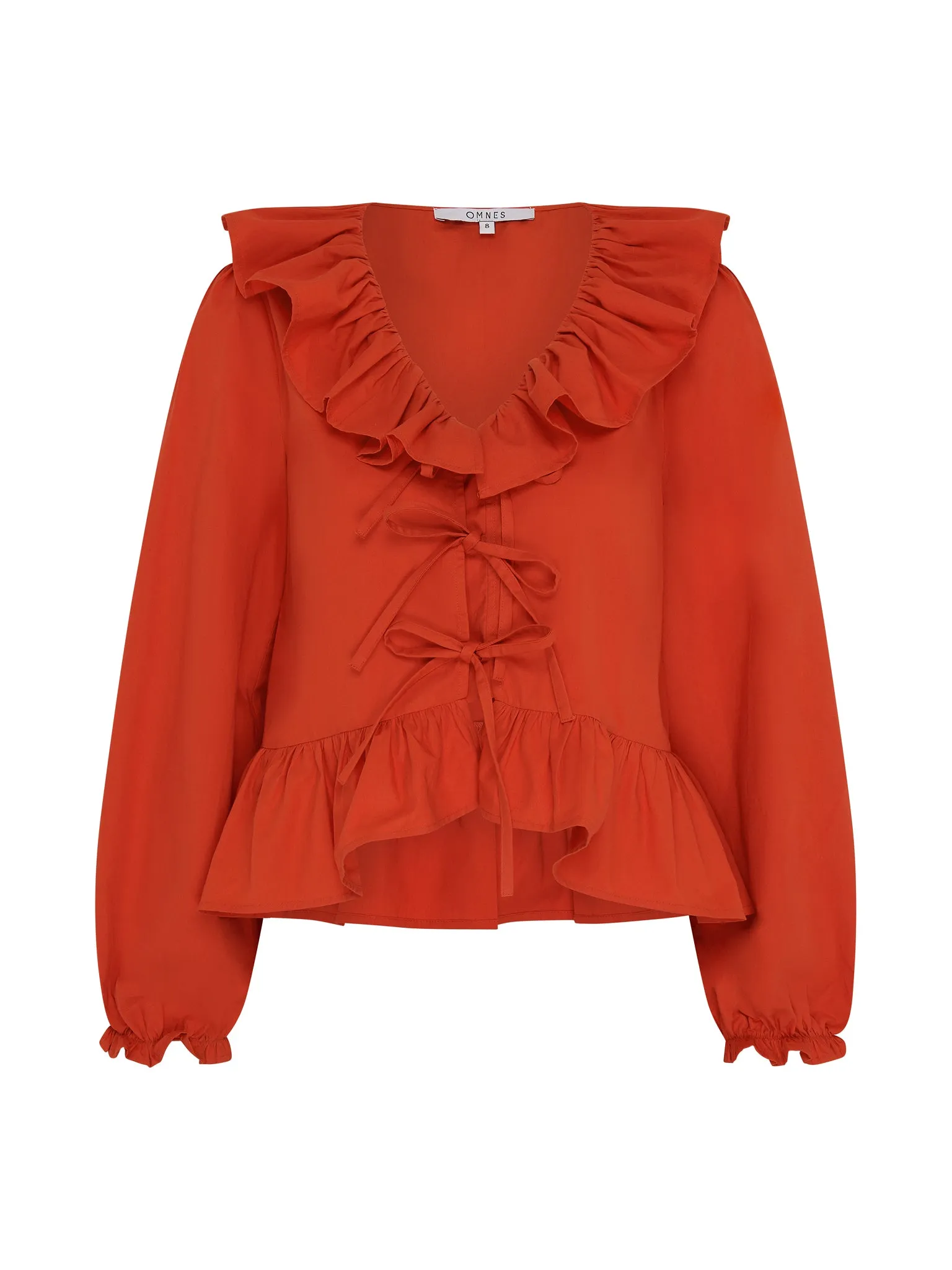 Selena Frill Blouse in Red sold by Omnes product image thumbnail 5