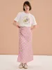 Madelyn Midi Skirt in Pink Check Print sold by Omnes