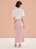 Madelyn Midi Skirt in Pink Check Print sold by Omnes