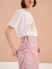 Madelyn Midi Skirt in Pink Check Print sold by Omnes