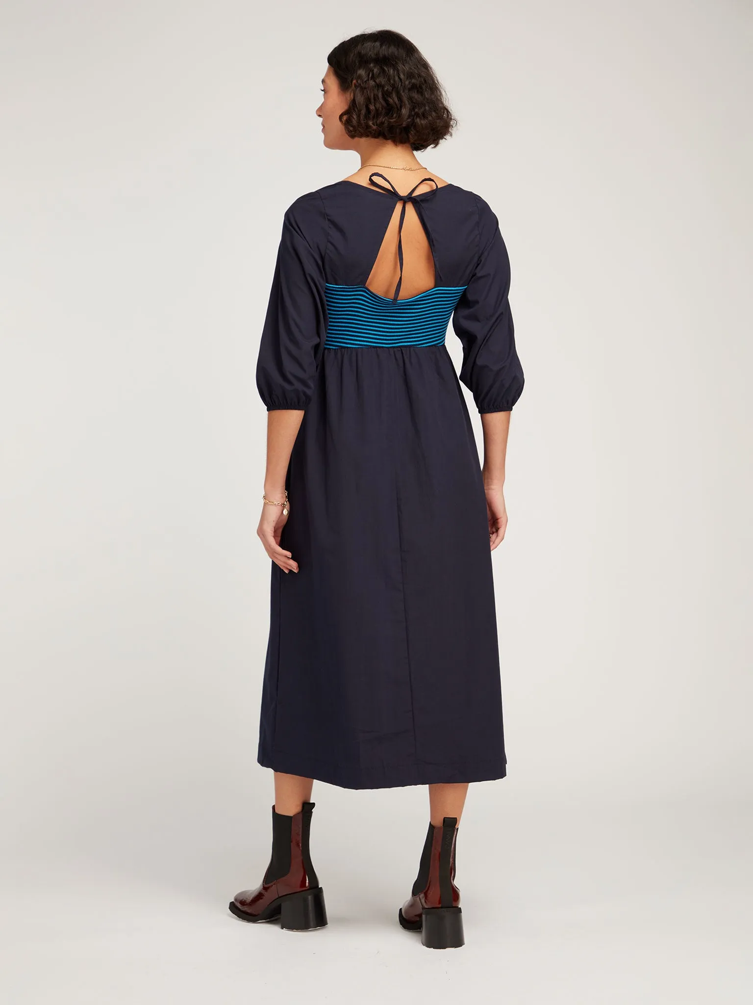 Buttercup Jersey Midi Dress in Blue Colourblock sold by Omnes product image thumbnail 3
