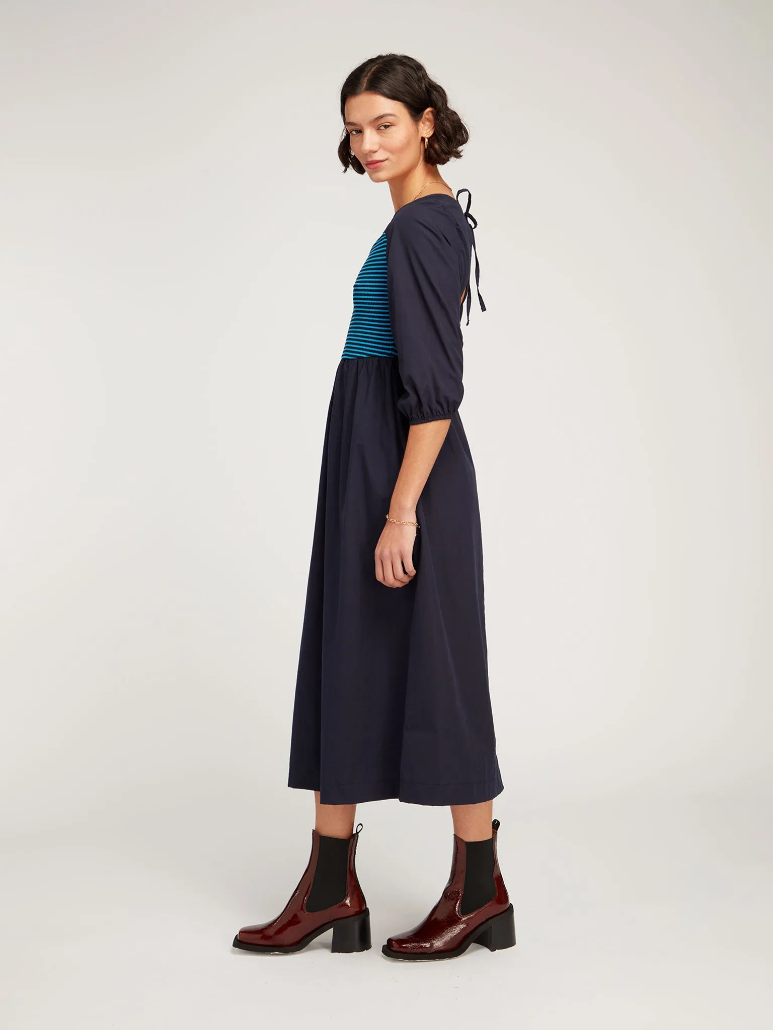 Buttercup Jersey Midi Dress in Blue Colourblock sold by Omnes product image thumbnail 2