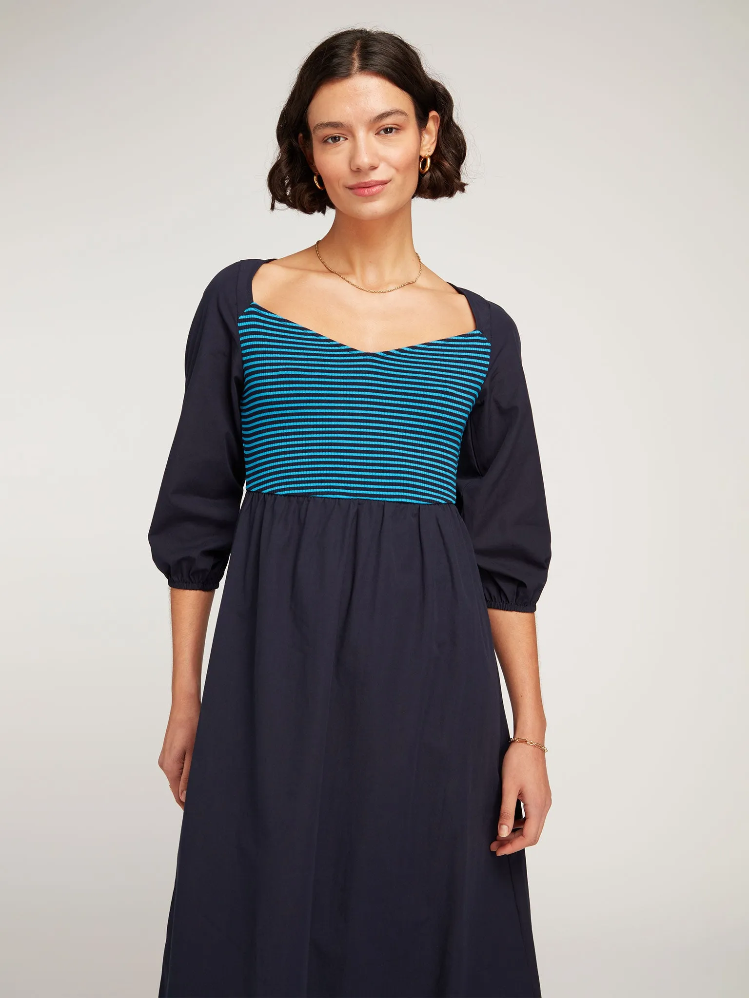 Buttercup Jersey Midi Dress in Blue Colourblock sold by Omnes product image thumbnail 4