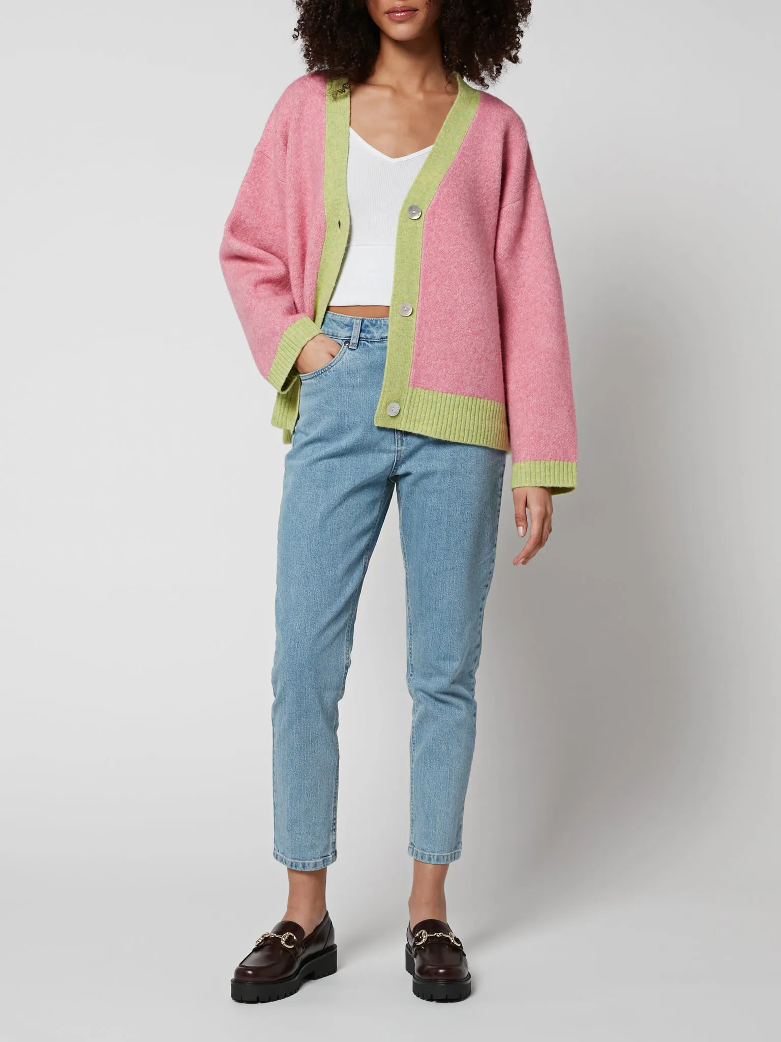 Kayla Knit Cardigan in Pink and Green sold by Omnes product image thumbnail 4