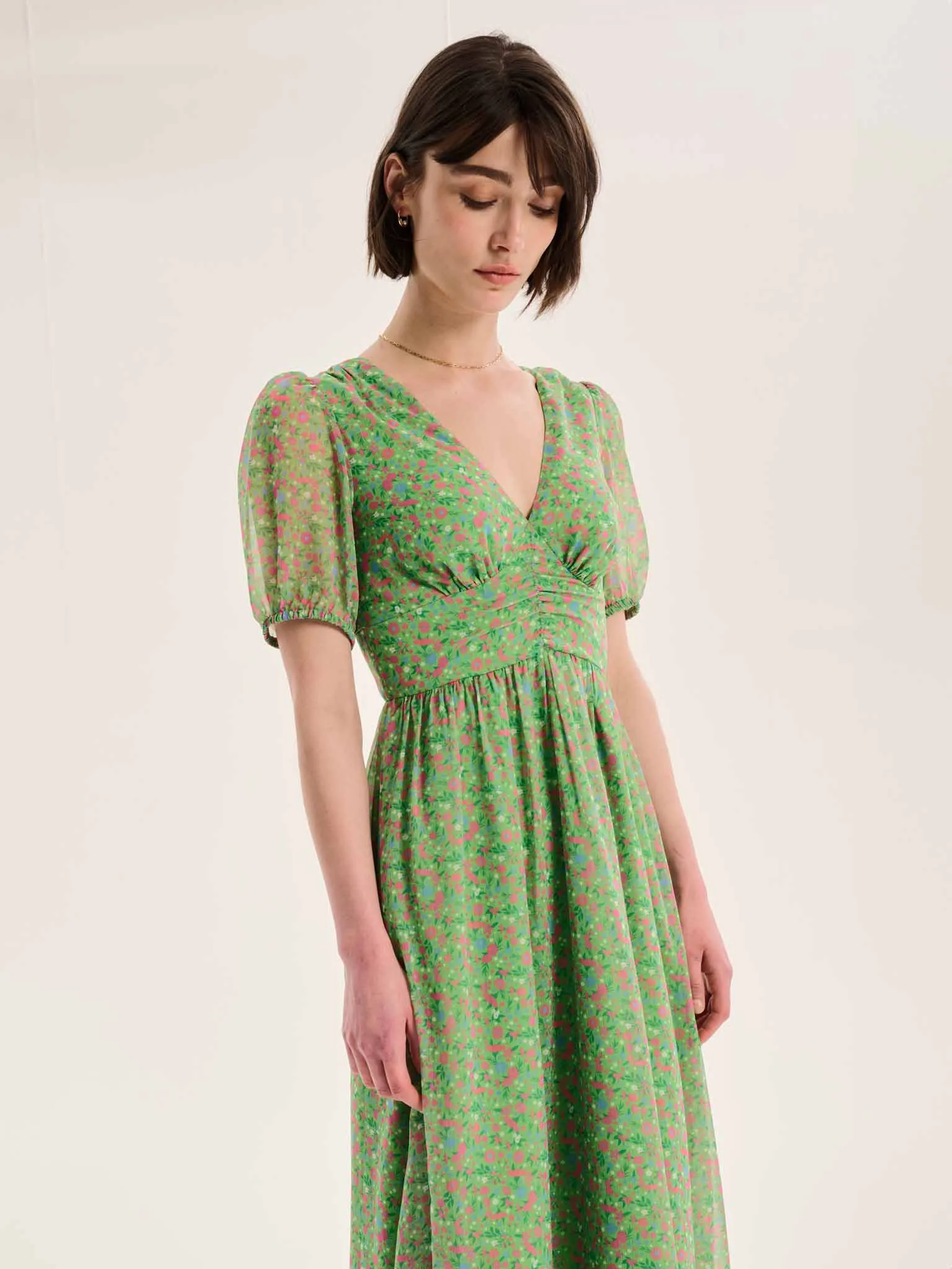 Raphaela Dress in Green Floral Print sold by Omnes product image thumbnail 4