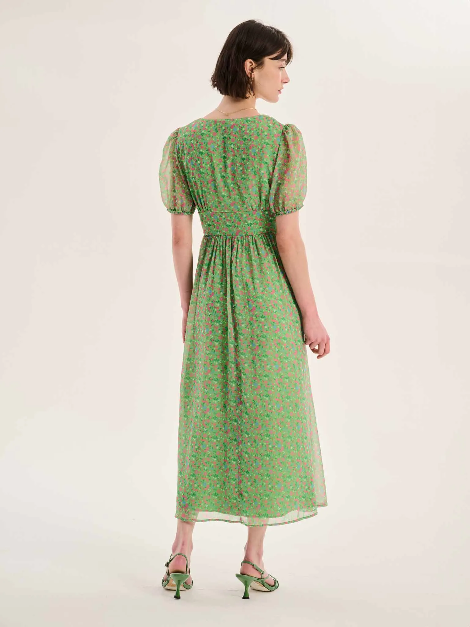Raphaela Dress in Green Floral Print sold by Omnes product image thumbnail 5