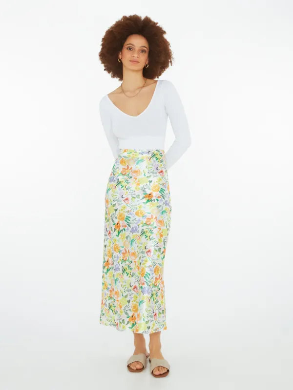 Saffron Skirt in Bouquet Floral Print sold by Omnes