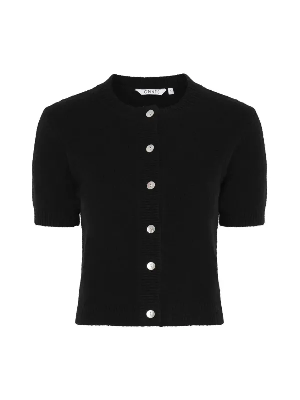 Lulu Fluffy Cardigan in Black sold by Omnes
