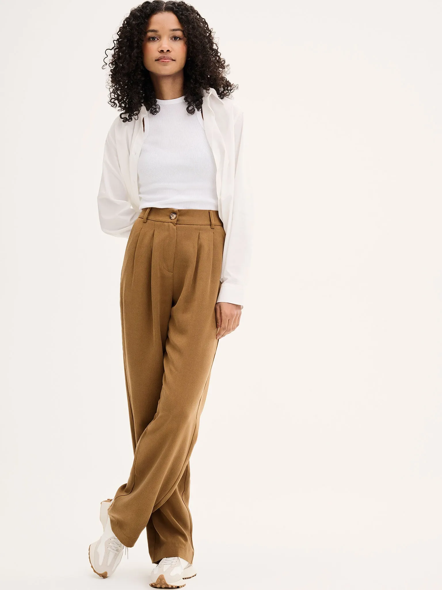 Cinnamon Straight Leg Trousers in Tobacco sold by Omnes