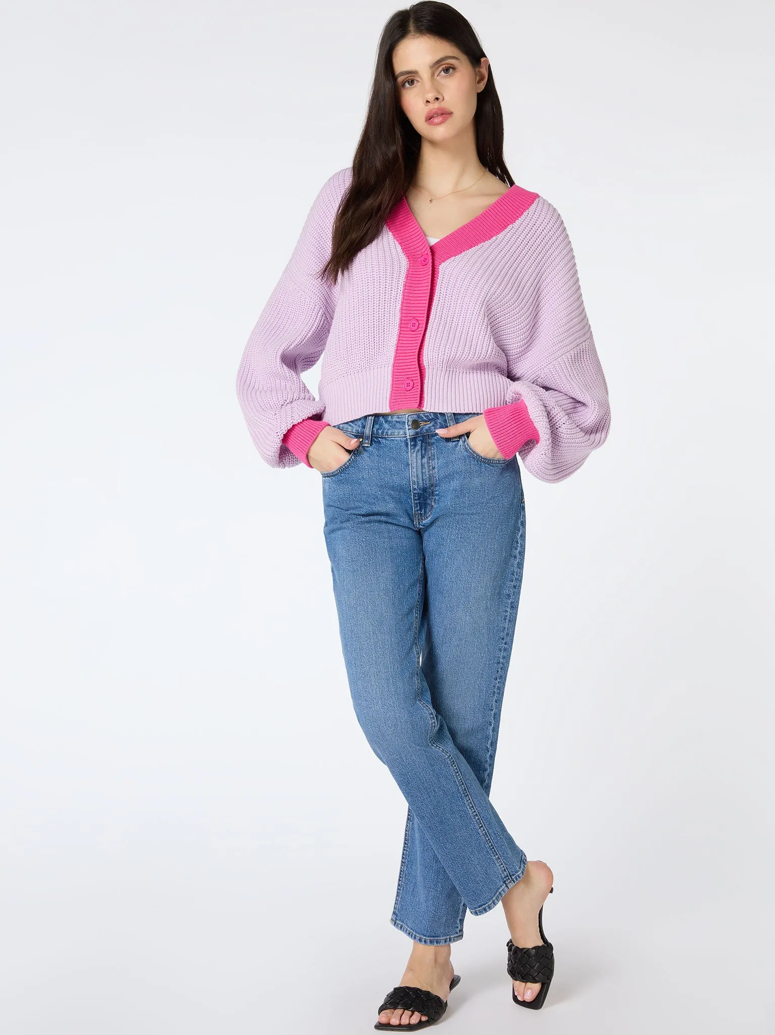 Hopper Oversized Cardigan in Lilac and Pink sold by Omnes product image thumbnail 4