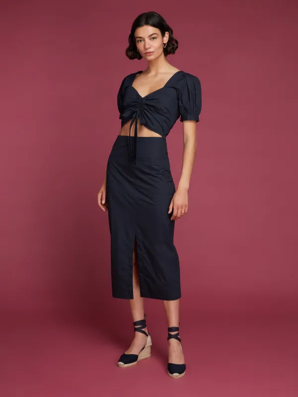 Hilda Midi Skirt in Dark Navy sold by Omnes