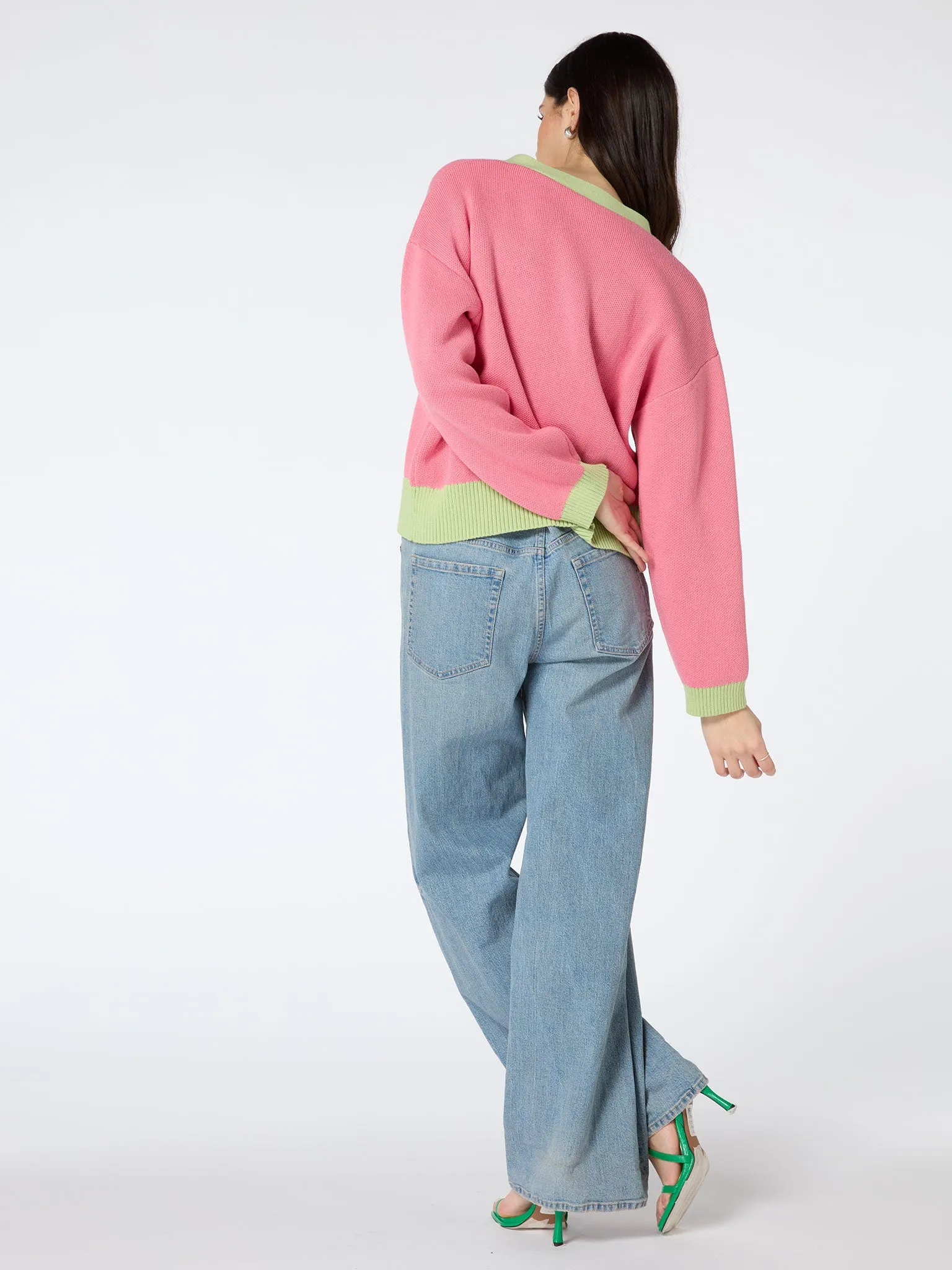 Kayla Knit Cardigan in Pink and Green sold by Omnes product image thumbnail 3