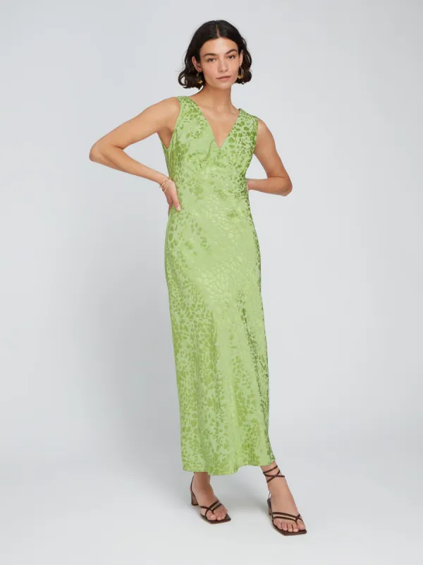 Iris Maxi Dress in Pistachio Green sold by Omnes