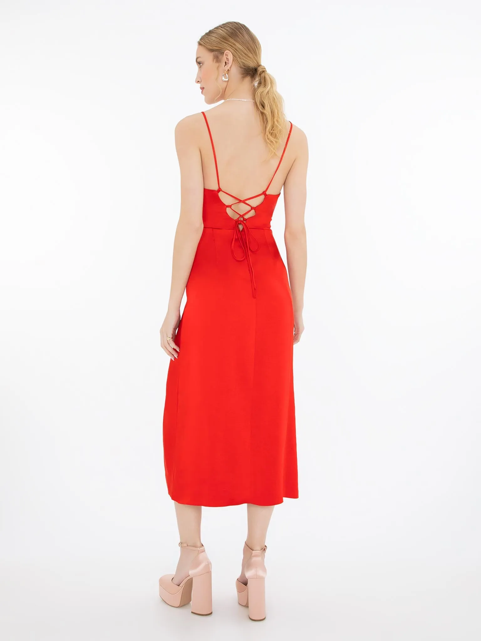 Storm Slip Midi Dress in Red sold by Omnes product image thumbnail 3