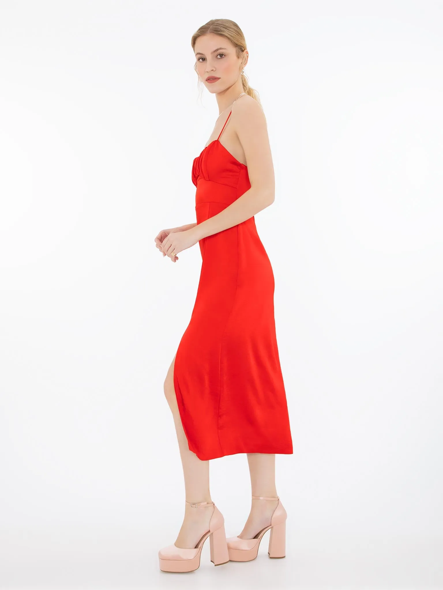 Storm Slip Midi Dress in Red sold by Omnes product image thumbnail 2