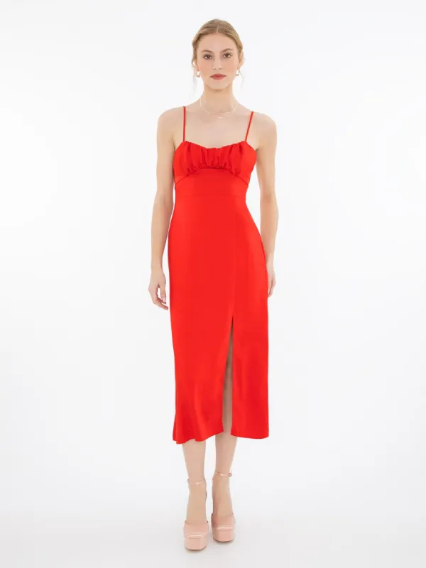 Storm Slip Midi Dress in Red made by Omnes