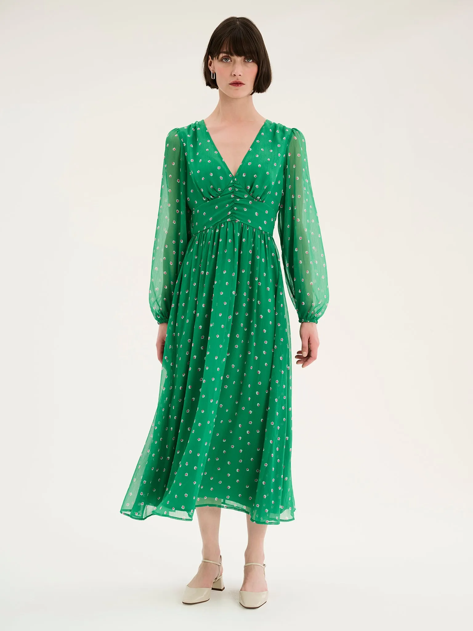 Gabriella Dress in Mini Shape Print sold by Omnes