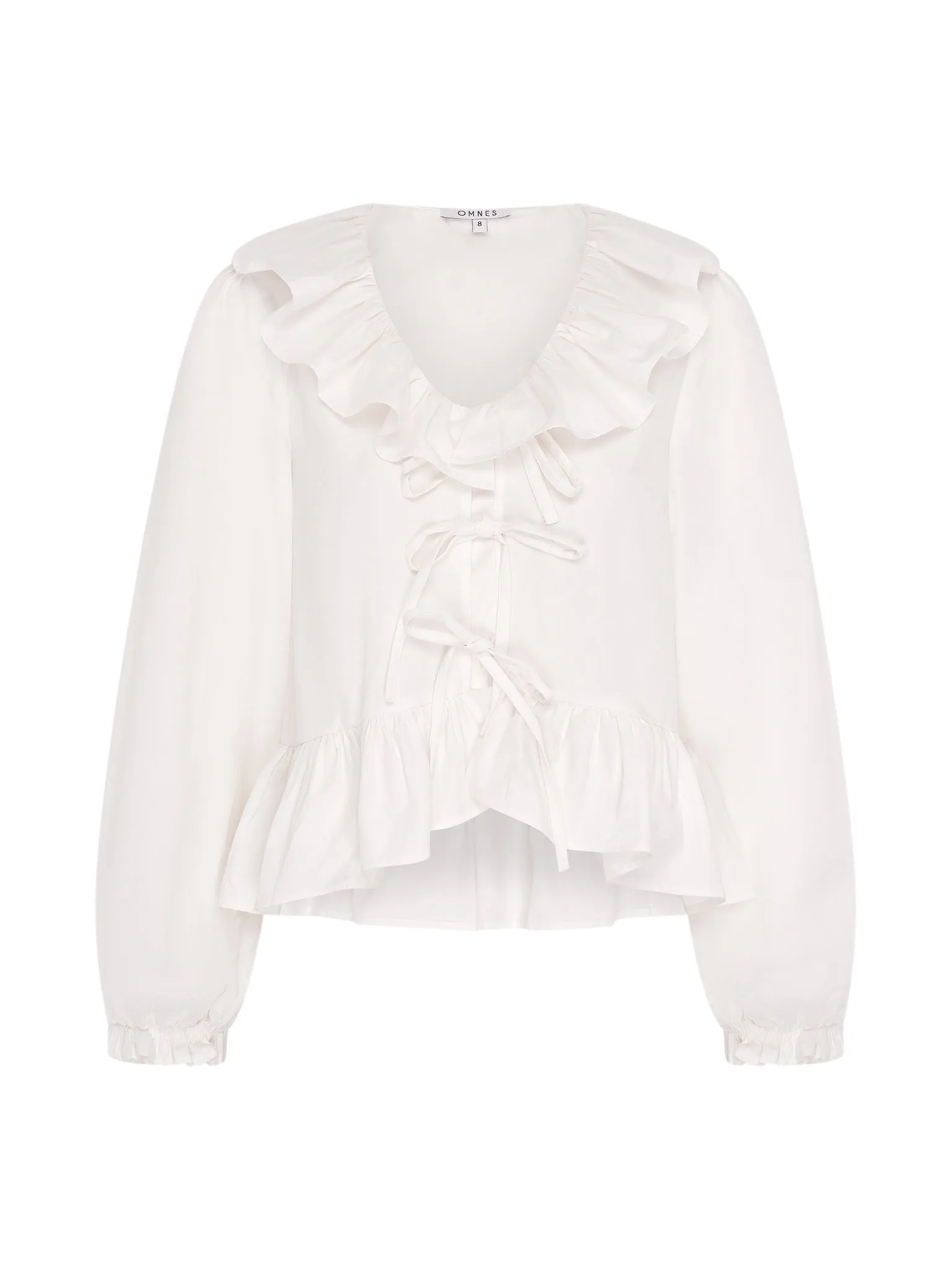 Selena Frill Blouse in White sold by Omnes product image thumbnail 5