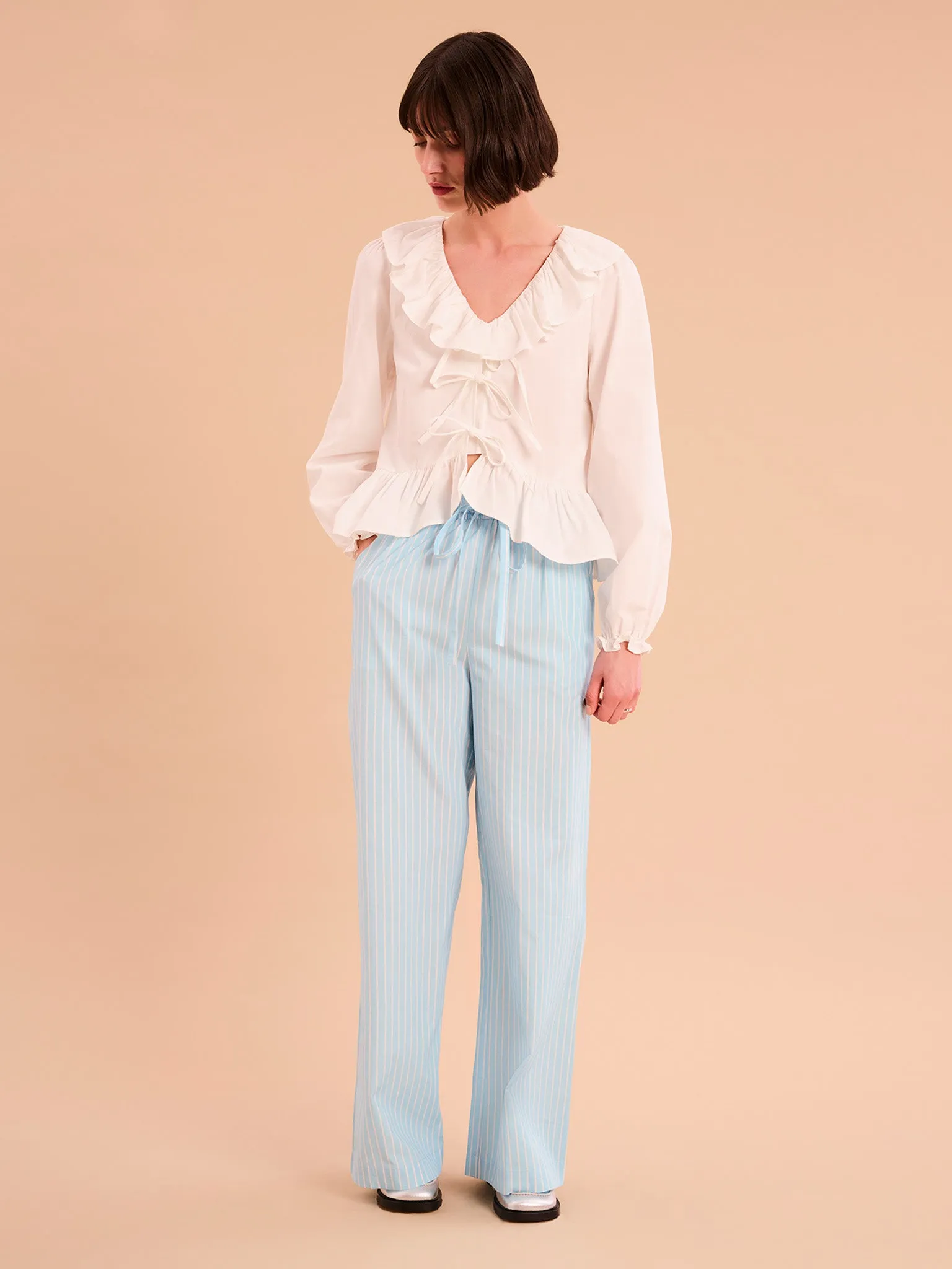 Selena Frill Blouse in White sold by Omnes product image thumbnail 2