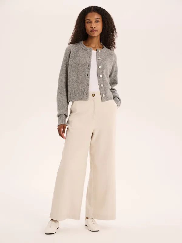 August Fluffy Cardigan in Grey sold by Omnes