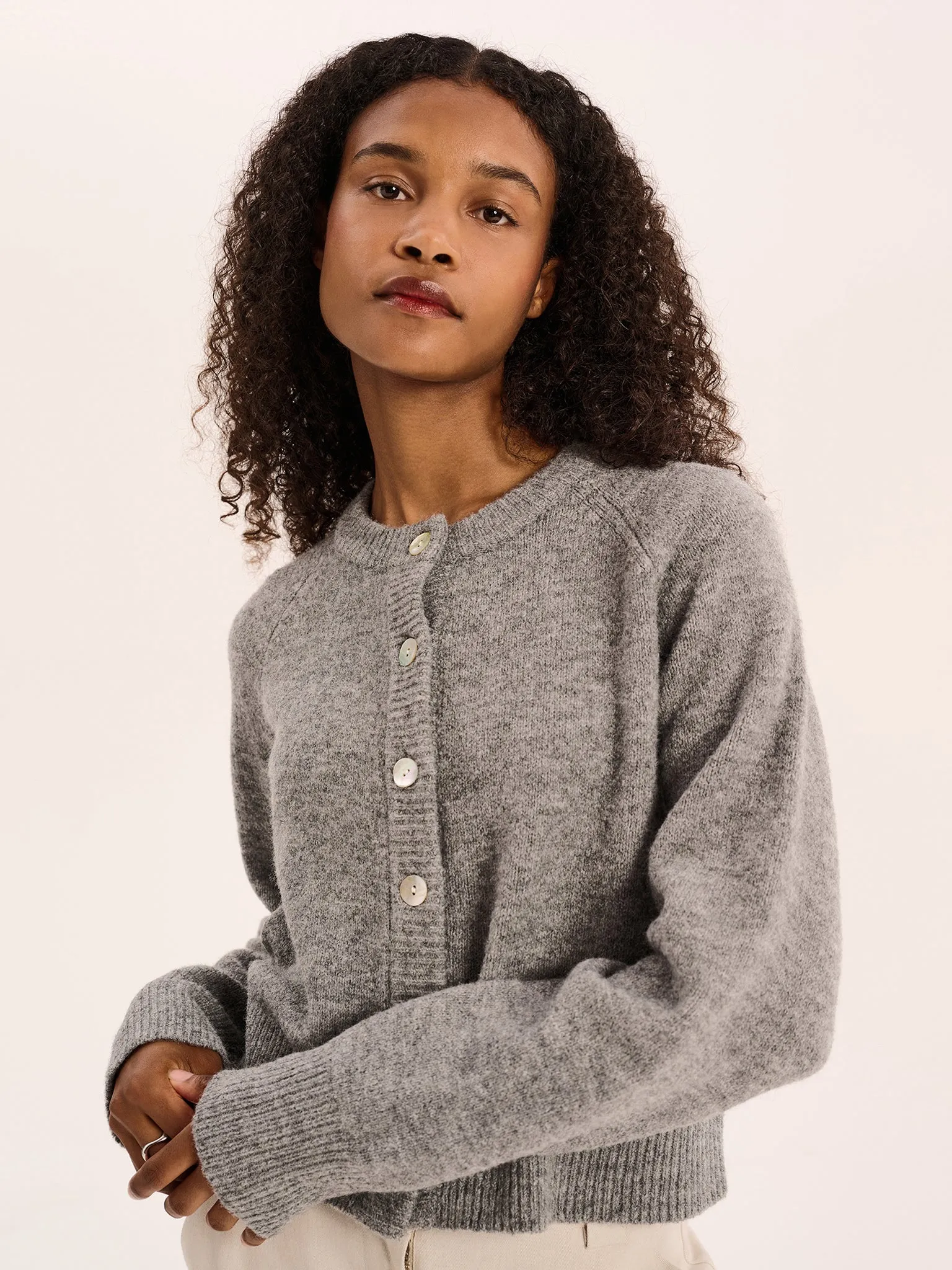 August Fluffy Cardigan in Grey sold by Omnes product image thumbnail 3