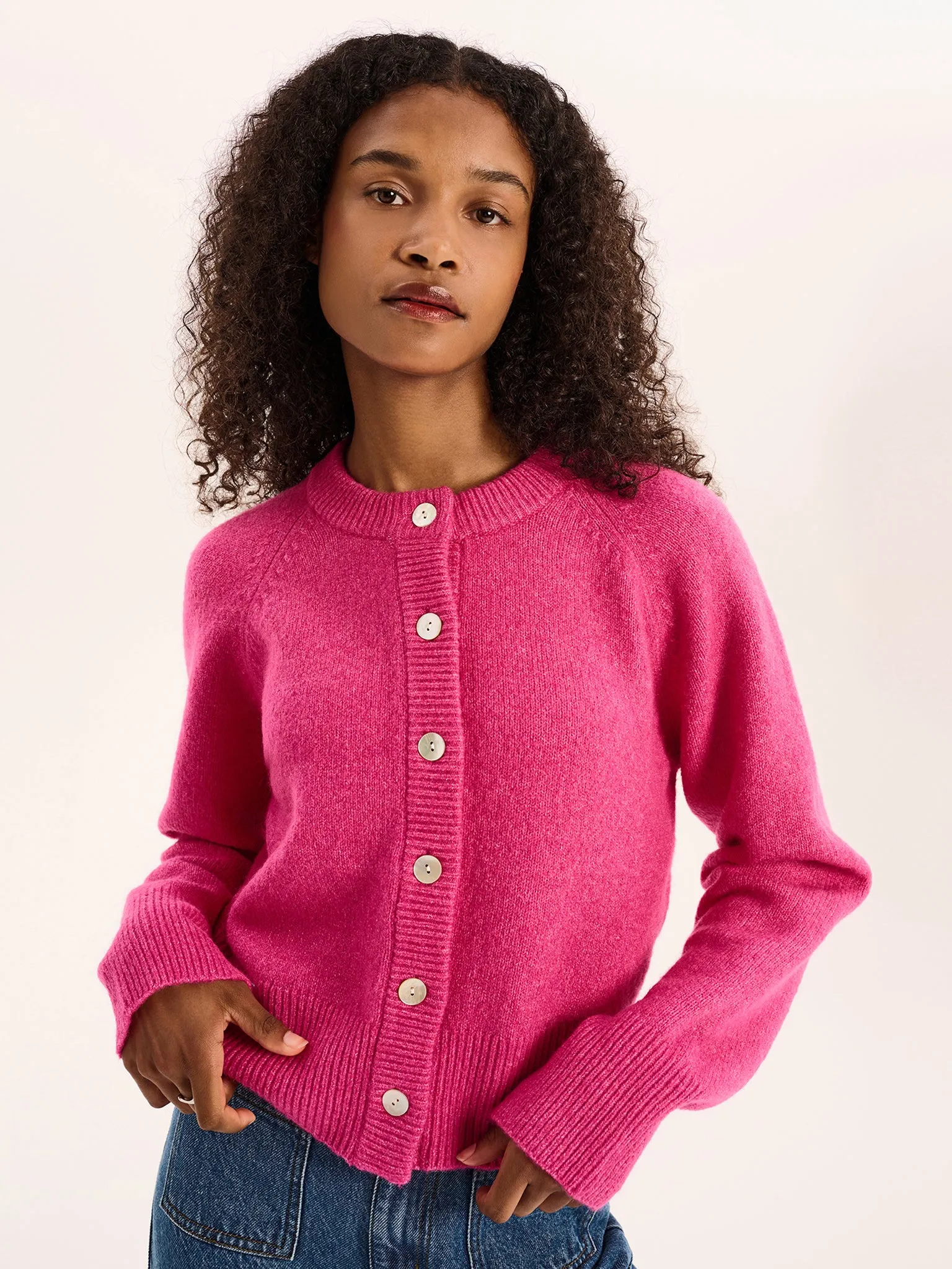 August Fluffy Cardigan in Magenta sold by Omnes product image thumbnail 3