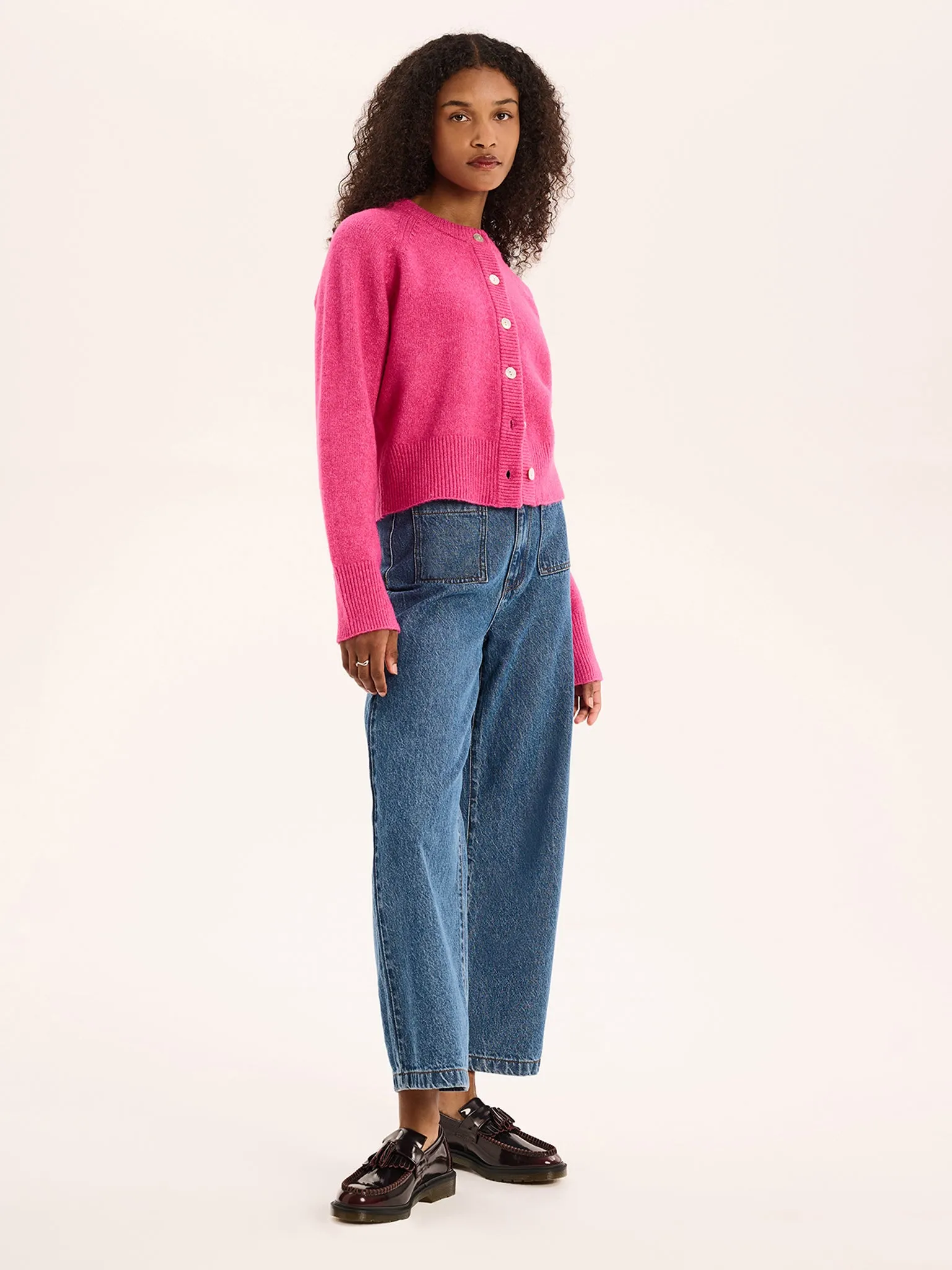 August Fluffy Cardigan in Magenta sold by Omnes product image thumbnail 2