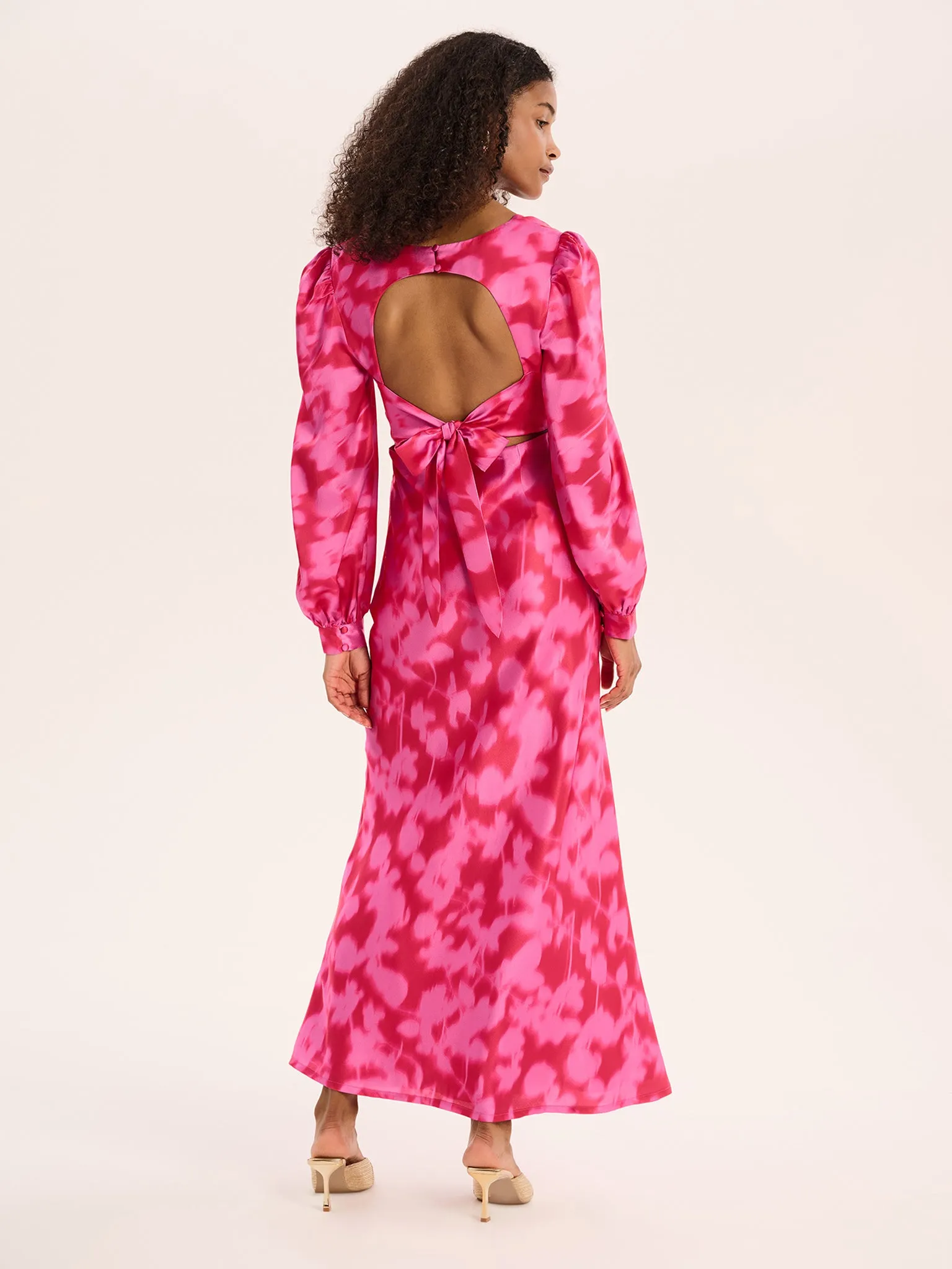 Francoise Dress in Magenta Blurred Floral sold by Omnes product image thumbnail 3