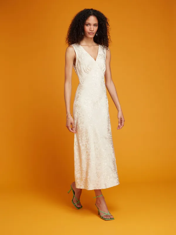 Iris Maxi Dress in Champagne sold by Omnes