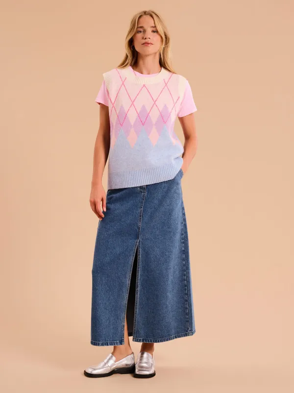 Bobbi Fluffy Argyle Vest sold by Omnes