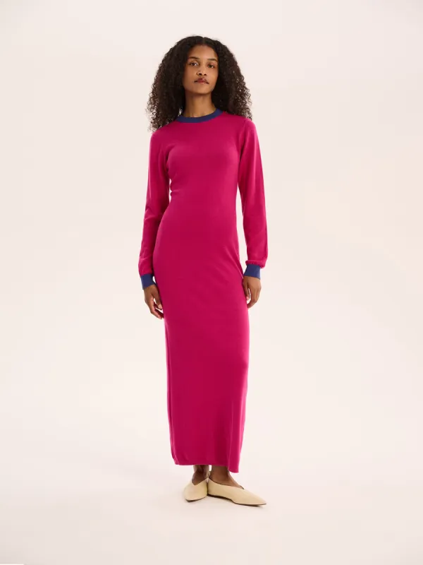 Janelle Colour Block Dress in Magenta sold by Omnes