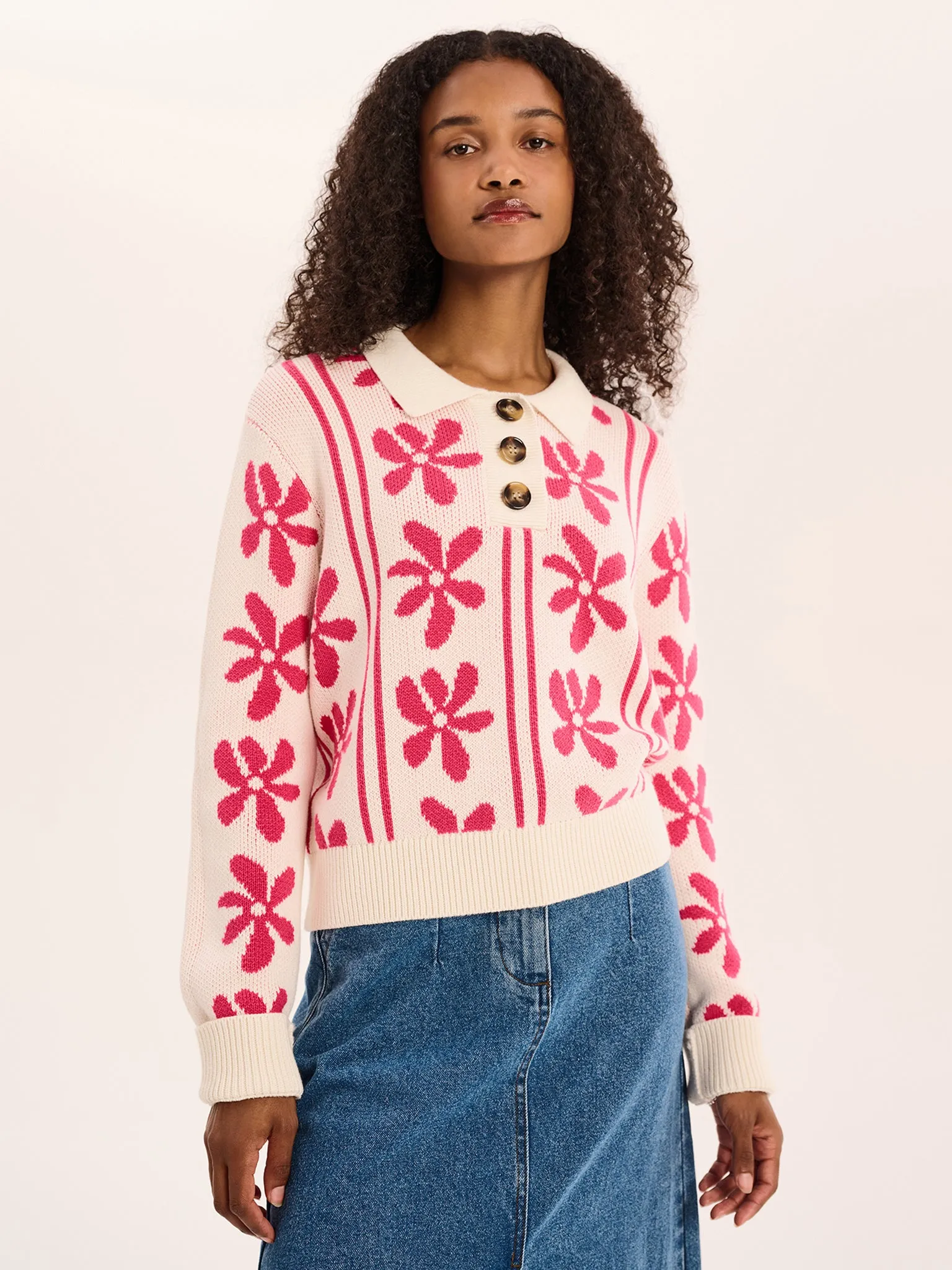 Loren Floral Cotton Jumper in Cream sold by Omnes product image thumbnail 4