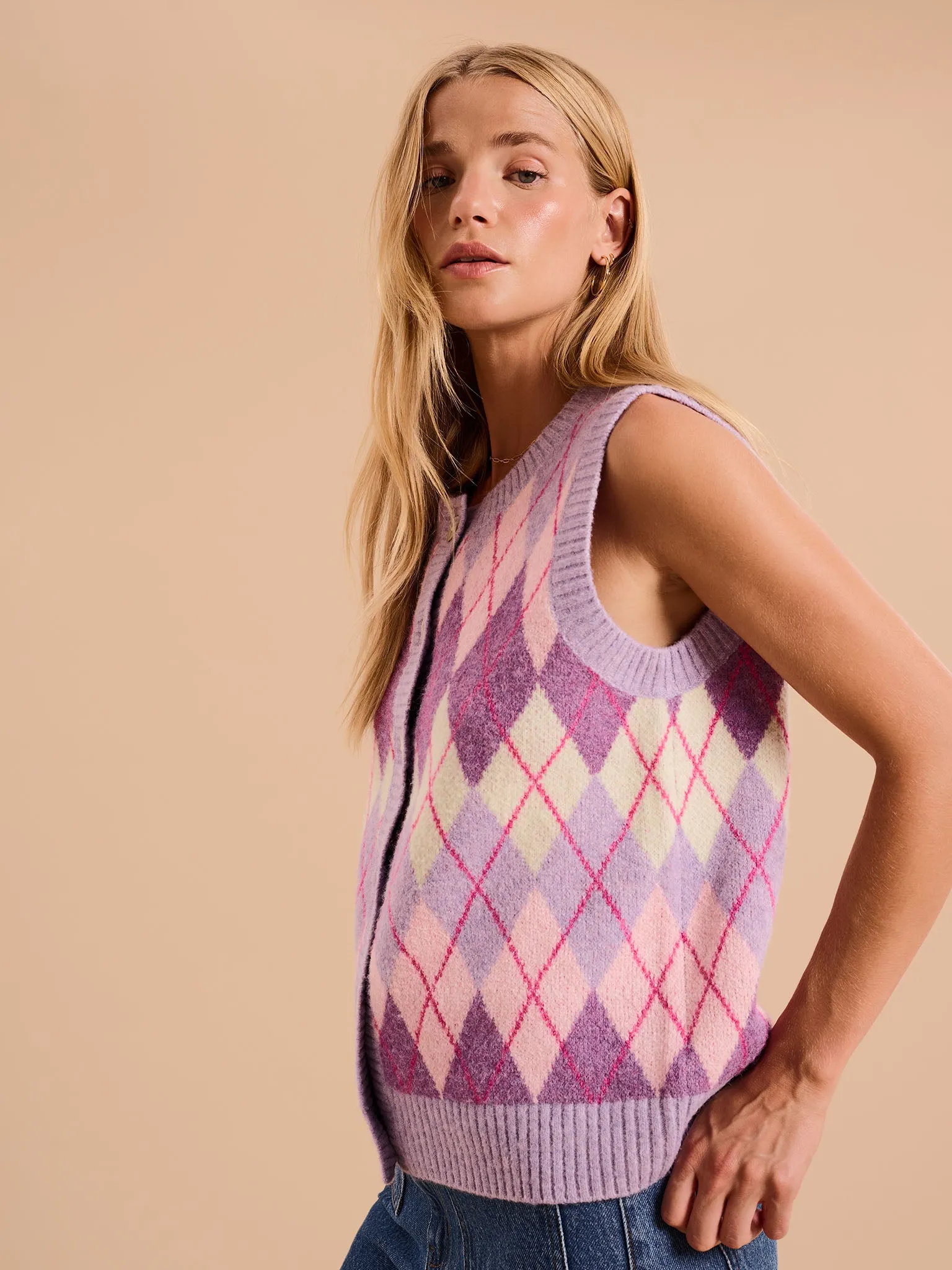 Matilda Button Through Vest in Purple sold by Omnes product image thumbnail 4