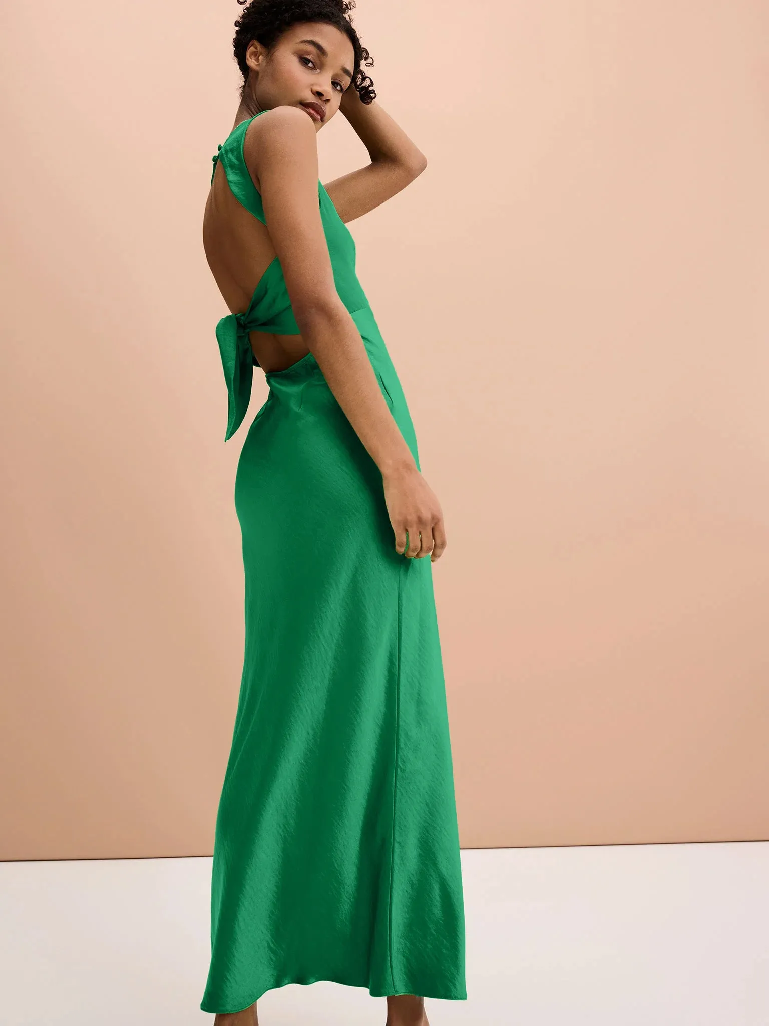 Nova Tie Back Dress in Emerald Green sold by Omnes product image thumbnail 3