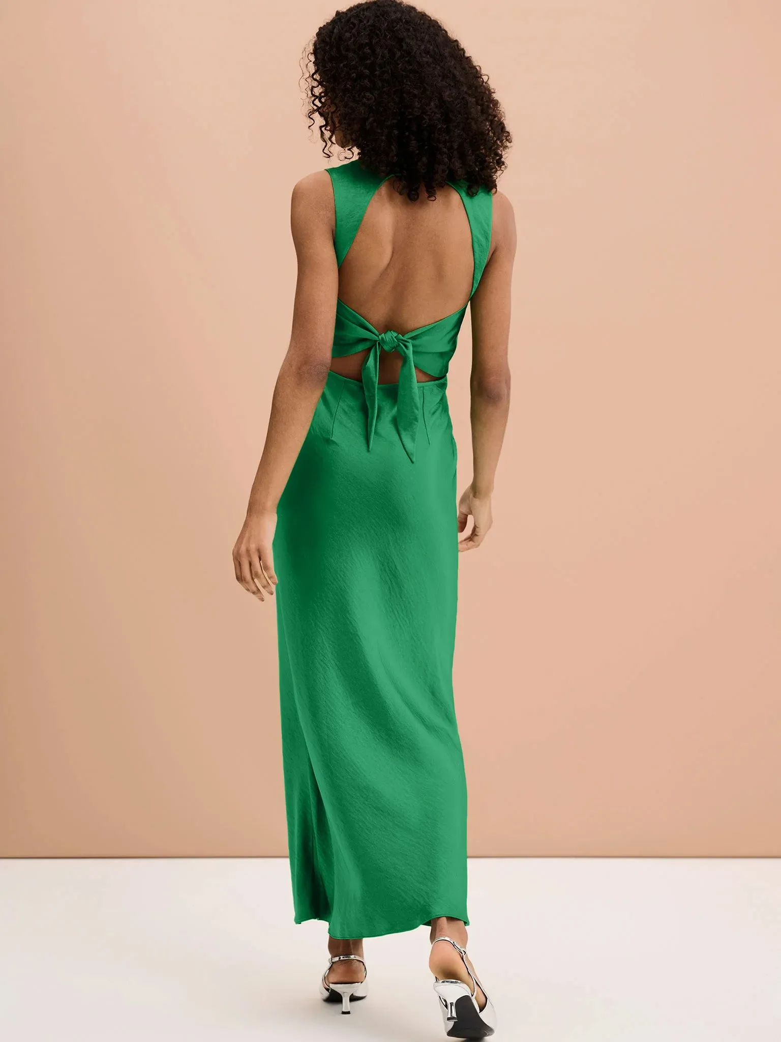 Nova Tie Back Dress in Emerald Green sold by Omnes product image thumbnail 2