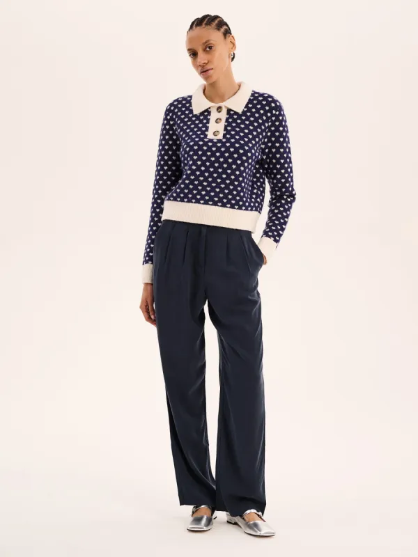 Loren Mini Heart Jumper in Navy sold by Omnes
