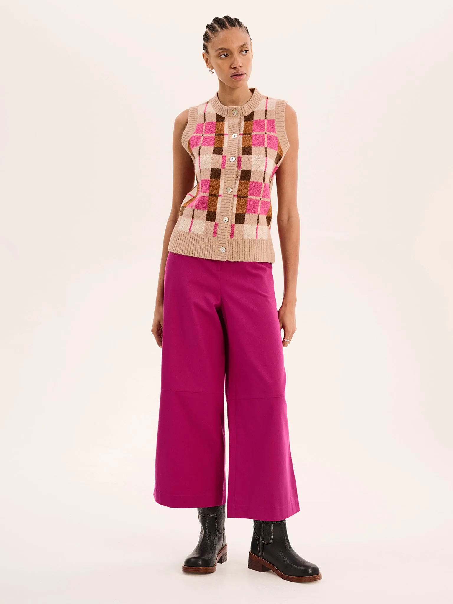 Matilda Checked Vest in Neutral sold by Omnes