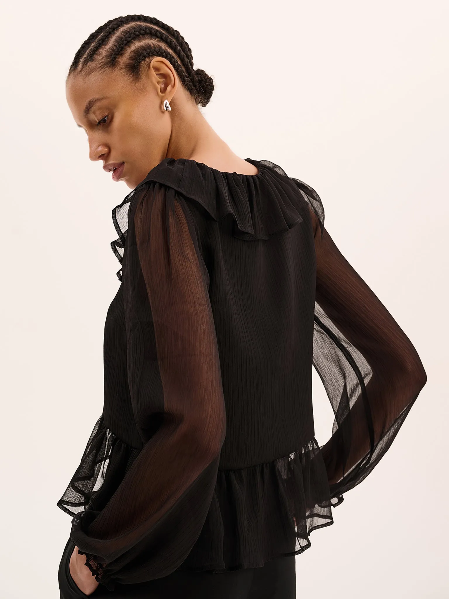 Selina Chiffon Top in Black sold by Omnes product image thumbnail 3