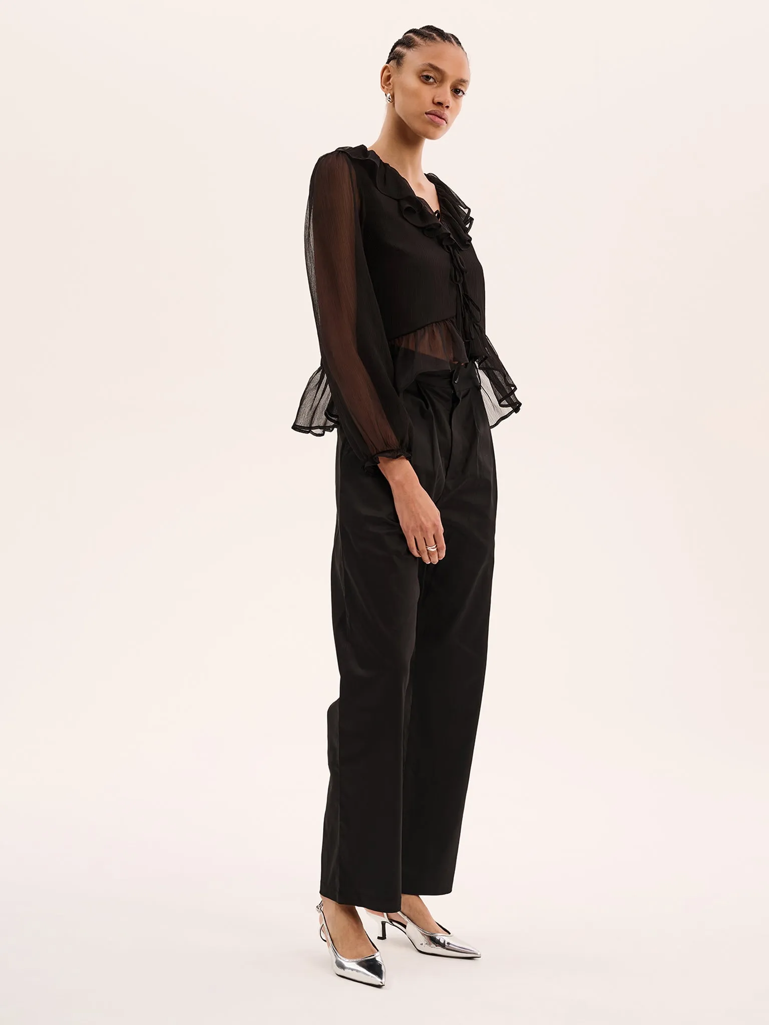 Selina Chiffon Top in Black sold by Omnes
