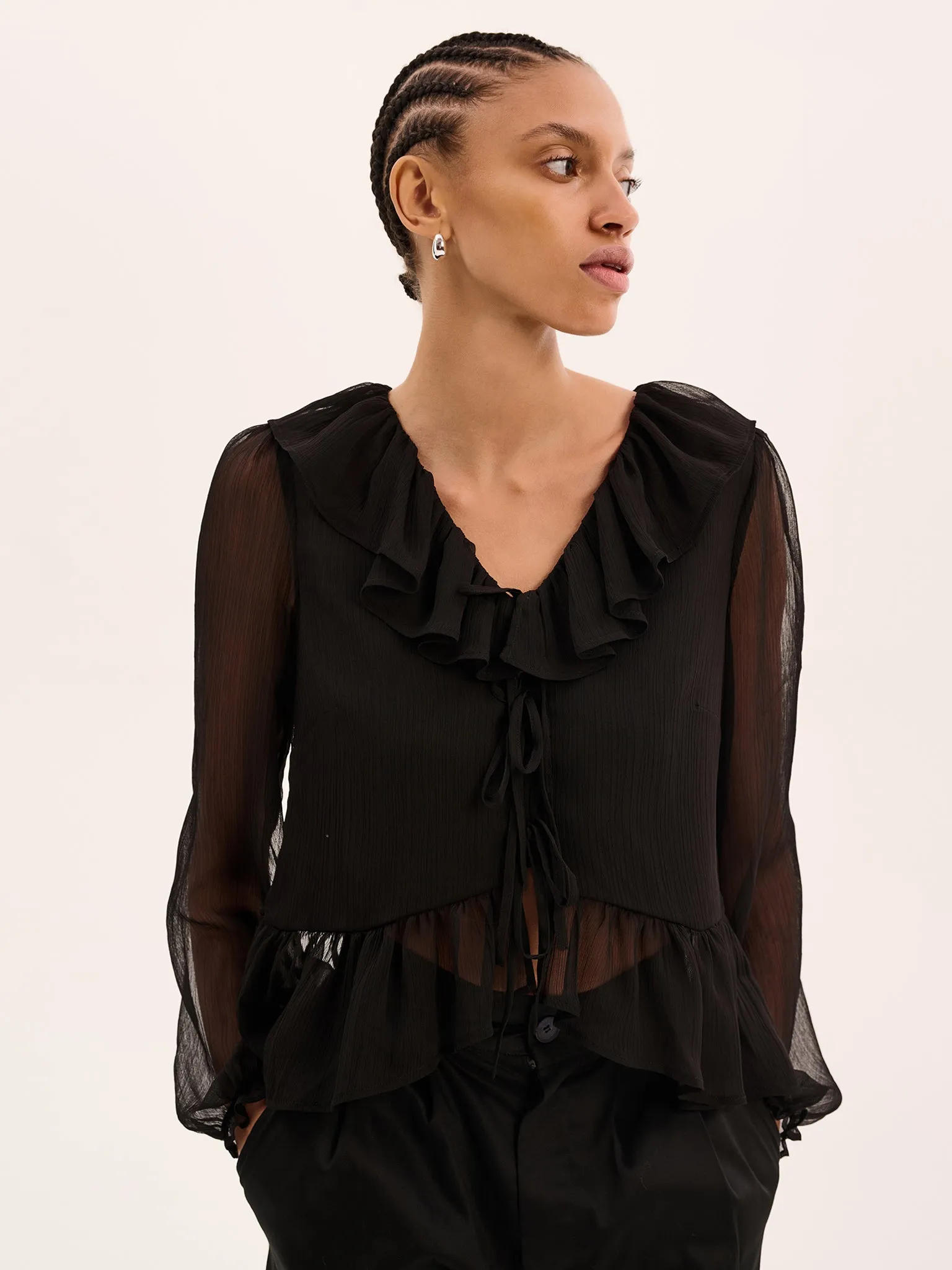 Selina Chiffon Top in Black sold by Omnes product image thumbnail 2