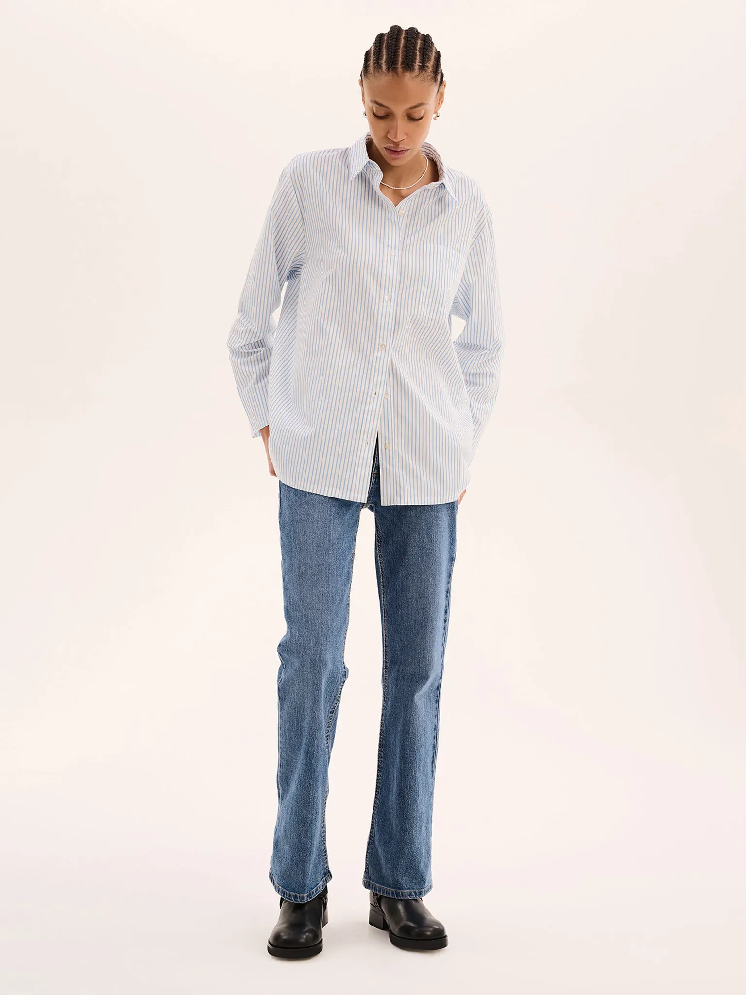 Nala Stripe Tie Back Shirt in Light Blue Stripe sold by Omnes product image thumbnail 2