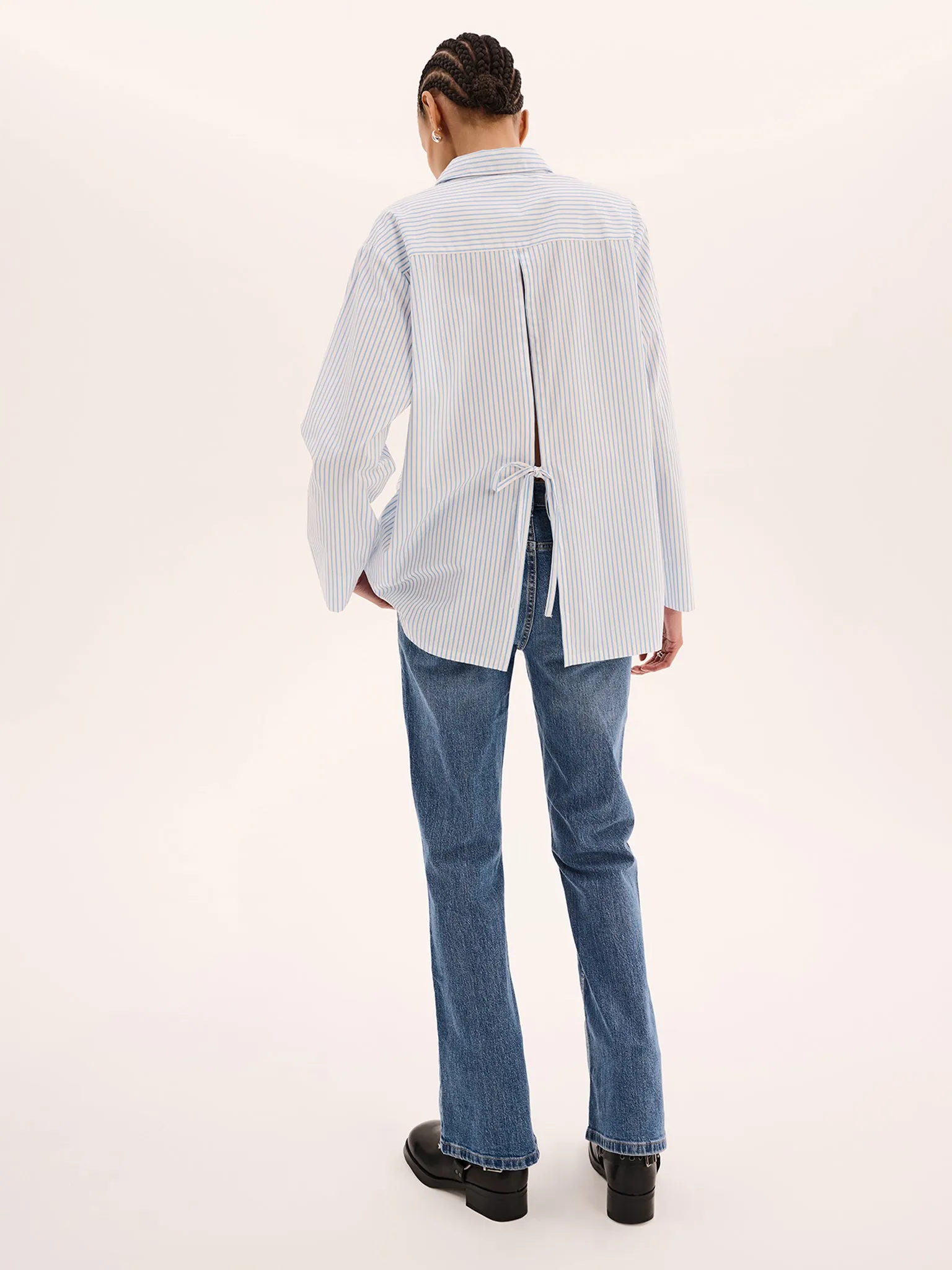 Nala Stripe Tie Back Shirt in Light Blue Stripe sold by Omnes product image thumbnail 3