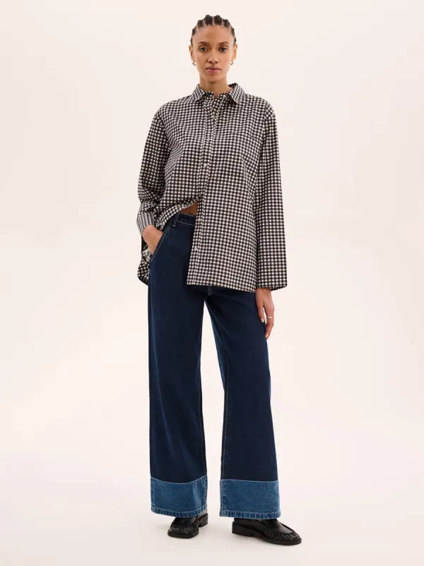 Nala Check Tie Back Shirt in Mono sold by Omnes