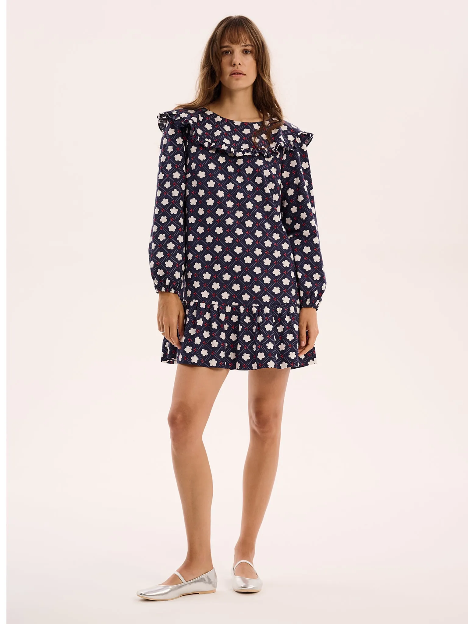 Emili Mini Dress in Navy Print sold by Omnes