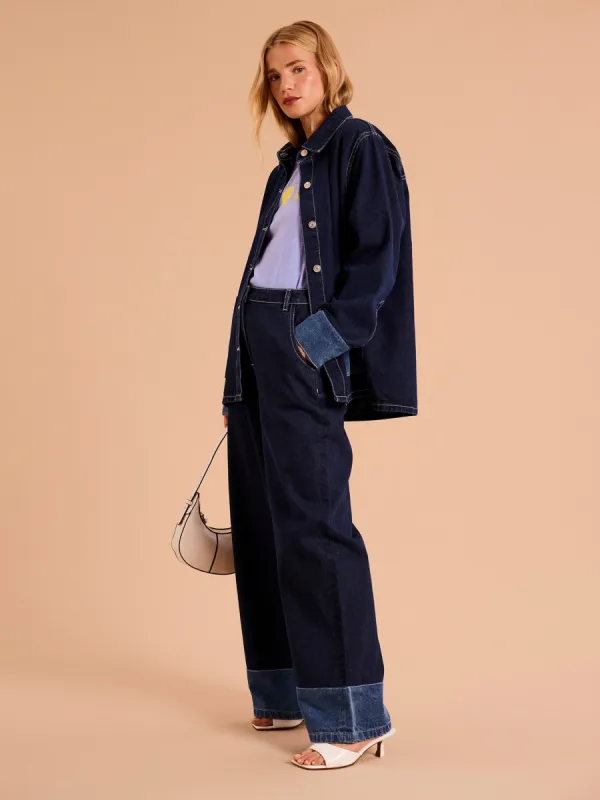 Magnus Raw Denim Jacket in Dark Wash sold by Omnes