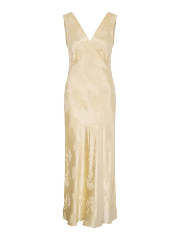 Iris Jacquard Dress in Vintage Yellow sold by Omnes